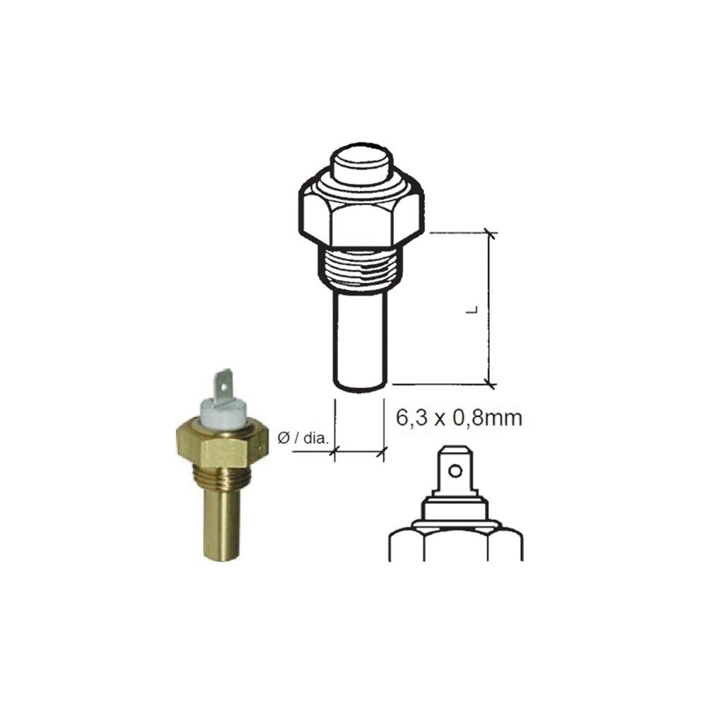 Vdo sensor temp kølvand, 6-24v, 1/4"-18nptf